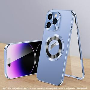 Metal Phone Case Casing Magnetic Hard Shell Full Coverage Lens Metal Frame Dual Side Shockproof Protector for iPhone 16 Pro Max 16 Pro 15 14 13 12