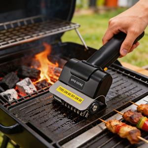 Outdoor rechargeable electric grill cleaning tool, includes grill brush and scraper, safety wire brush, universal barbecue cleaning accessories, gloves and replacement brush heads for all grills, Wire Bbq Brush