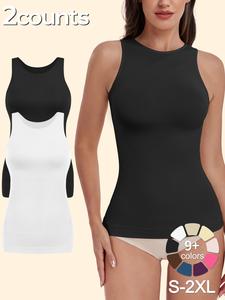 Women Tummy Control Shapewear Tank Top, Seamless Round Neck Compression Tops, Waist Trainer, Body Shapewear, Shapewear Tops for Women