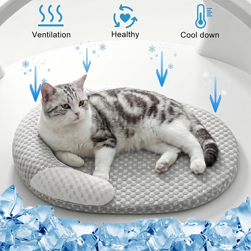 Cooling Cat Bed for Small Dogs, Puppy, Breathable Washable Round Pet Cooling Pad with Neck Support, Summer Cool Bed for Indoor Cats