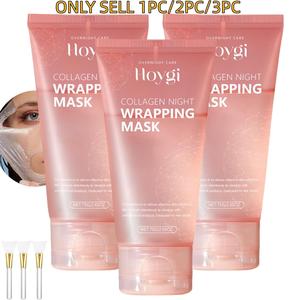 collagen overnight wrapping peel off facial mask pack - elasticity & hydration care, reduces sagging & dullness - hydrolyzed collagen for glowing skin care
