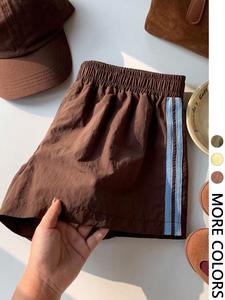1 Spring Summer Striped Athletic Shorts Women | Elastic Waist Loose Fit Quick Dry Track Shorts | Y2K Athleisure Casual Style for Gym Daily Running Wear