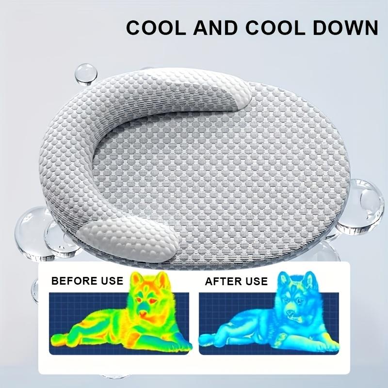 Cooling Cat Bed for Small Dogs, Puppy, Breathable Washable Round Pet Cooling Pad with Neck Support, Summer Cool Bed for Indoor Cats