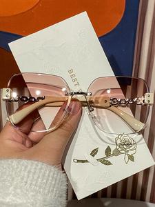 Chain Decor Sunglasses, Trendy Casual Sunglasses for Everyday Use, Fashion Accessories for Outdoor Activities