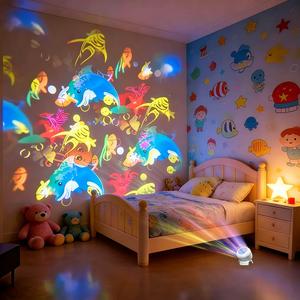 LED Starry Ocean Projector Lamp, 360 Degree Rotating Dynamic Night Light, USB Powered Ambient Light, Decorative Lighting for Bedroom, Game Room, Living Room