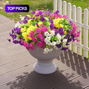Artificial Potted Plant, 10pcs Faux Flower with UV Protective Function, Decorative Flower for Outdoor Home Flowerpot Porch Terrace Decoration