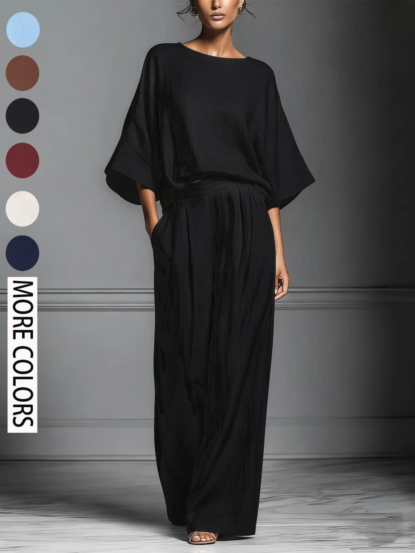 Women's 2026 Summer New Fashion Elegant Bell Sleeve Linen Set, Casual Stylish, European and American Style, Comfortable and Chic