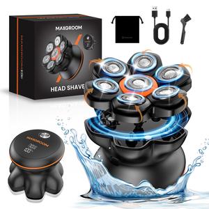 7D Head Shaver for Bald Men, 1 Box Waterproof Electric Razor with Flexible Blades, Cordless Rechargeable & Long Battery Life Shaver, Wet & Dry Use Razors, Multifunctional Hair Shaver