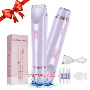 2-In-1 Electric Hair Trimmer Kit, 1 Count IPX7 Waterproof Body Hair Trimmer, Wet & Dry Use, USB Rechargeable Gentle Hair Removal Tool for Women