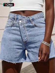 Stylish Women's Casual Denim Shorts with Cross Waist Design, Comfortable Fit for Travel & Daily Wear, Perfect for Summer Holidays