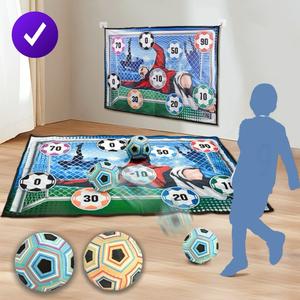 velcro shooting football toy, 1 set wall mounted velvet target indoor silent football toy, soccer goal net, football balls, shooting practice sports toy, gift for children, cool toys, playroom, toys for boys