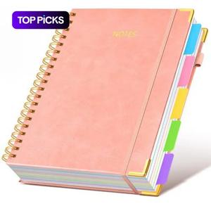 A5 Faux Leather Spiral Bound Notebook - 300 Pages Thick Binding, 5-Subject College Ruled Notebook, Detachable Inner Pages, Suitable for School, University, Office, Diary, Planning