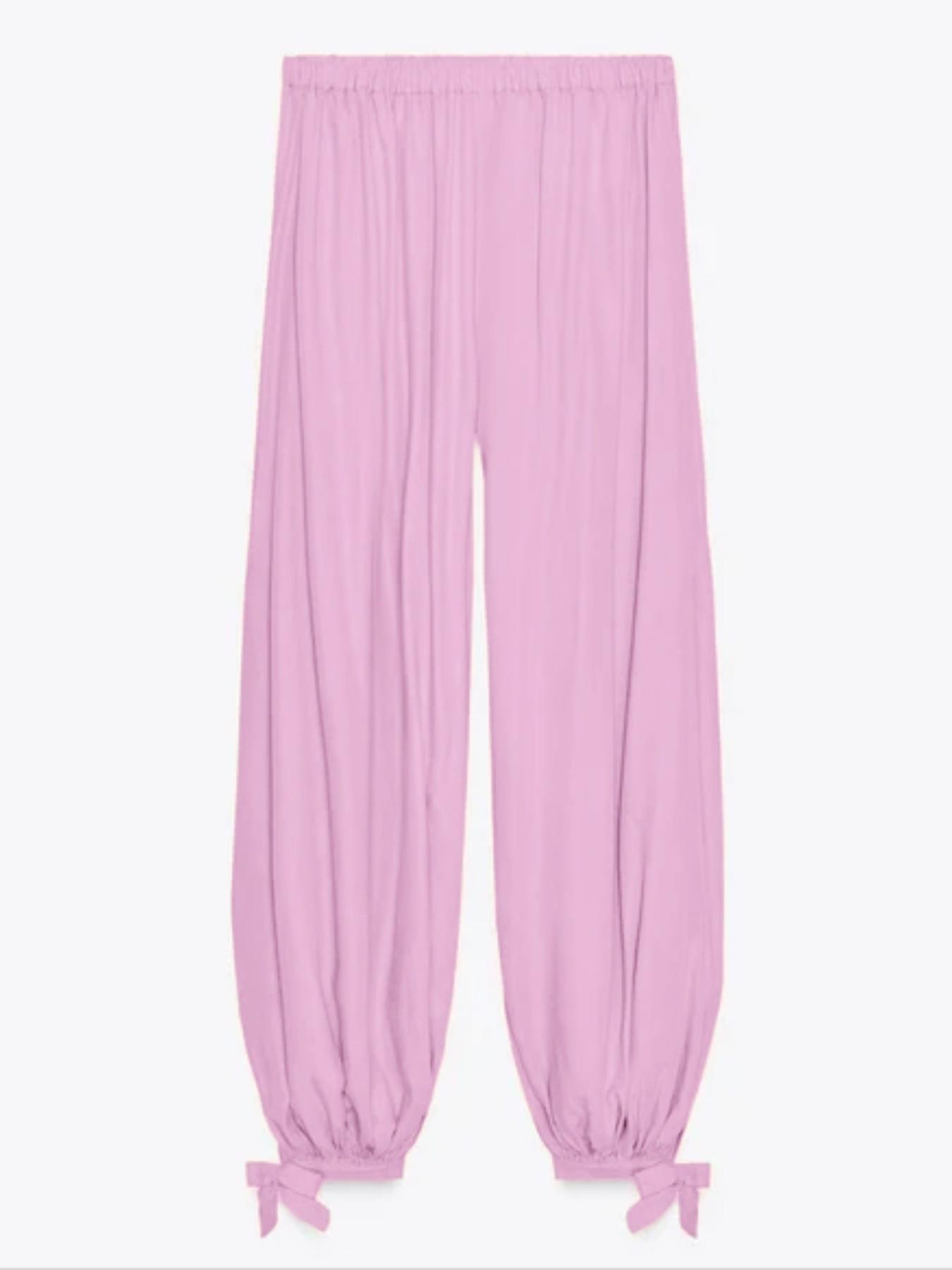 Summer Women's Casual Fashion Solid Color Long Pants, Loose Fit Elastic Waist Lantern Pants, Ideal for Daily Wear, Everyday Bottoms, Womenswear