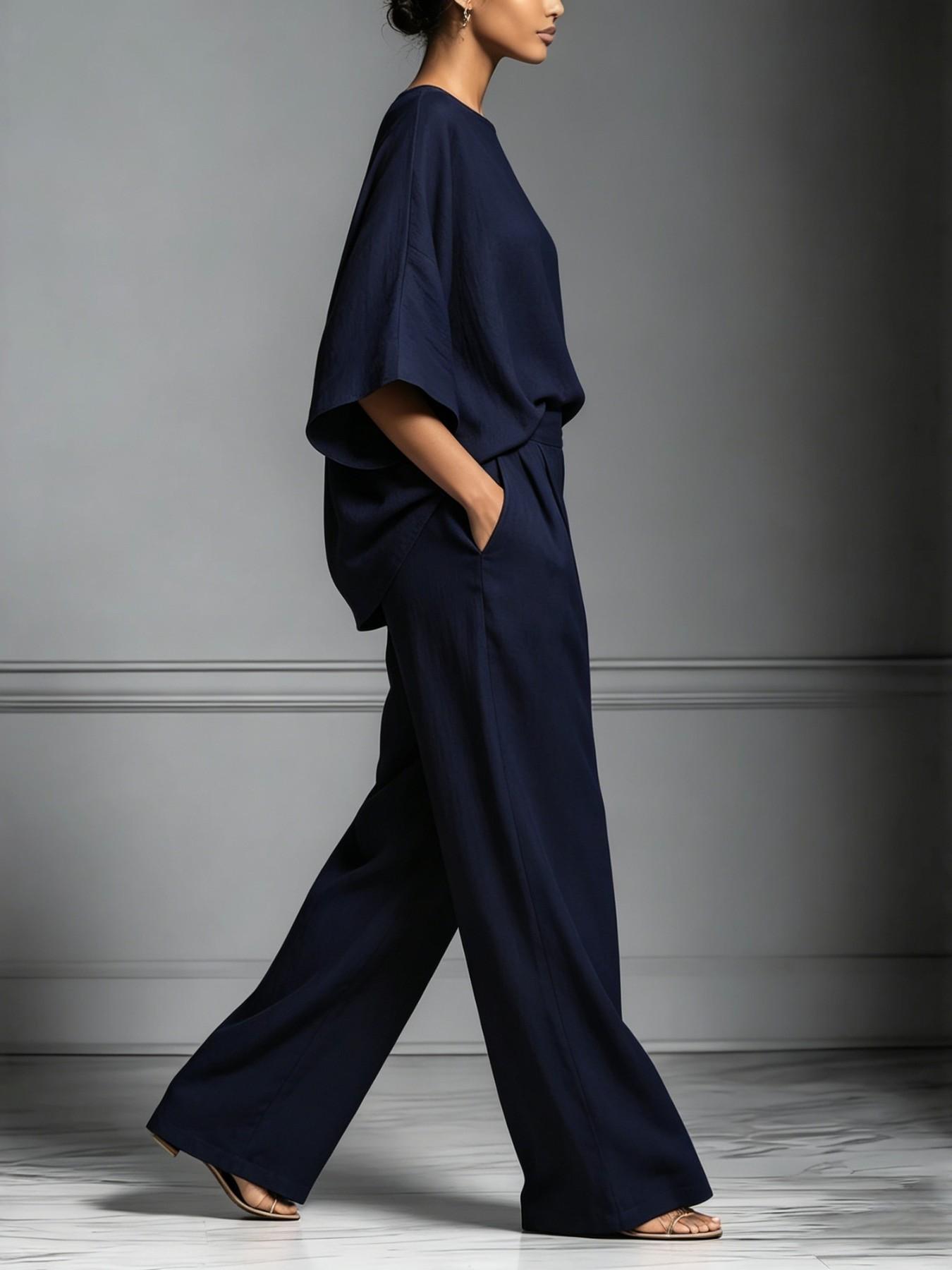 Women's 2026 Summer New Fashion Elegant Bell Sleeve Linen Set, Casual Stylish, European and American Style, Comfortable and Chic