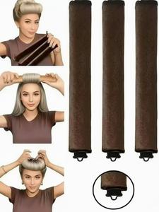 3 Pcs Hair Rollers Set, Satin Heatless Curling Kit, High Resilience Rubber, Soft & Durable, Perfect for Sleeping, Home Use, Heatless Hair Curlers