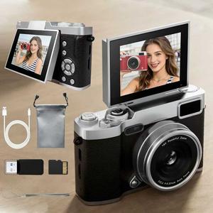 Flip Cover Ccd Digital Camera, Flip Screen Camera, Includes 32GB High Capacity Memory Card & Reader, Data Line with Transfer Function, Ideal for Short Videos and Travel