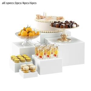 6pcs Transparent Round Cake Stand, Reusable Party Cake Base Holder, Bakery Display Service Tray, Ideal for Weddings, Festivals, Birthdays, Versatile Use