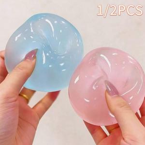 Plush Slow-Return Blue Coconut Oil Handmade Squeeze Ball, 6cm Round Malt Stress Relief Toy, Ideal Gift for Holidays, Parties, Birthdays