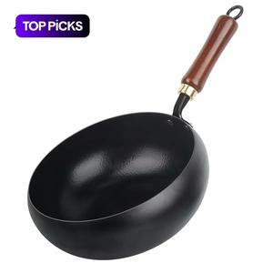 Large Capacity Wrought Iron Wok, Non Stick Frying Pan with Glass Lid, Durable Cookware, Kitchen Cookware for Gas Electromagnetic Universal, Nonstick Woks
