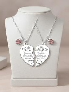 Mother's Day Gift, Mother & Daughter Necklace, 2 Counts Heart Design Pendant Necklace, Double Heart Necklace, Rhinestone Decor Matching Necklace for Women, Hearts Pendant Necklace, Exquisite Jewelry Gift, Fashion Jewelry for Party and Daily Wear