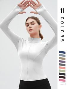 Women's Thumb Holes Zip Up Sports Jacket, Sporty Plain Long Sleeve Sports Tops, Women's Sportswear for Tennis Pickleball Indoor Outdoor Wear, Sport Outerwear
