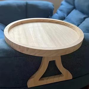 Multifunctional Wooden Side Table for Sofa Arm & Bed, Foldable Tray for Drinks, Teaware and Small Appliances(Non-Food Contact)