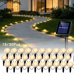 Solar Pathway Lights Set of 30, Outdoor Garden Lights with 8 Lighting Modes, Automatic On/off, Ideal for Paths, Camping, Weddings, Festivals
