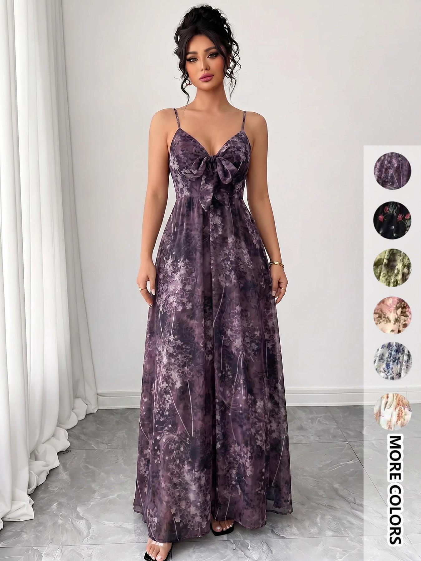 Women's Floral Print Spaghetti Cami Dress, Boho Bohemian Fashion Casual A Line Dress for Beach Holiday Vacation, Ladies Dress for Summer