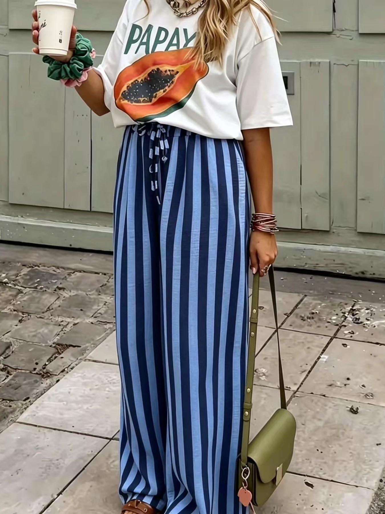 Spring & Fall Fashion New Women's Drawstring Loose Wide Leg Pants, Comfortable and Stylish Long Trousers for Casual Wear