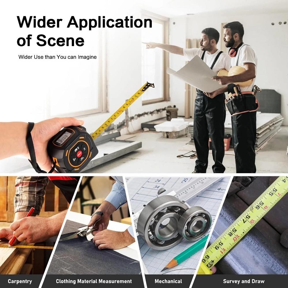 Handheld Laser Distance Meter Tape Measure 2-in-1: Precise Area Volume ...