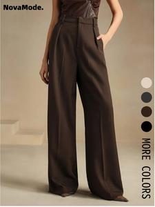 Women's Solid Color Wide Leg Pants, Elegant Fashion Casual Formal Loose Wideleg Trousers for Work Office Business, Ladies Bottoms for All Seasons, Womenswear, Blazer Pant, Casual Suit
