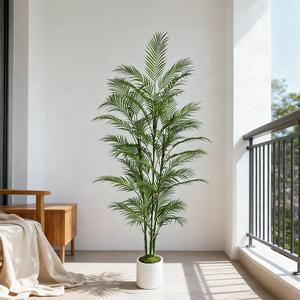 1 Count 85-190CM Artificial Palm Tree branch with Plastic Pot and Faux Moss, Modern Minimalist Home Decoration for indoor outdoor Living Room, Bedroom, Garden, store, party