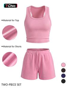 Simple Tank Top Drawstring Shorts Set, Daily Sports Casual Two-Piece, Comfortable and Stylish Summer Wear, Sporty Style Outfits