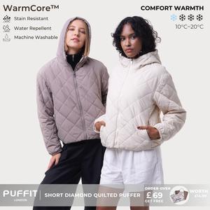 PUFFIT WarmCore Premium Hooded Lightweight Quilted Jacket,Comfortable Perfect For Unpredictable Weather,Lady 4D Multi-faceted Three-dimensional Cutting Shoulder,Simple Slimming,Spring,Dog Walking,School Running,Football Mum