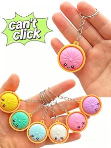 6/12pcs Cute Bun Design Keychains for Classroom Rewards, Steamer Basket Keychain Set, Birthday Gift Charms, Random Colors, Fun Accessories