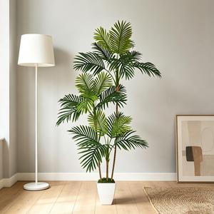 1 Count 140-180CM Artificial Areca Palm Indoor Decorative Plant with Plastic Pot, Nordic Style Faux Greenery for Home Office Decor, Ideal for Weddings Parties and Shops
