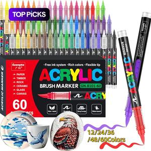 Acrylic Paint Pens,Colors Acrylic Marker Pens with Flexible Brush Tip, Direct Liquid Glass Paint Pens, Colouring Pens Drawing Art Pens for Rock Painting, Ceramic, Wood, Glass, Art Markers Set