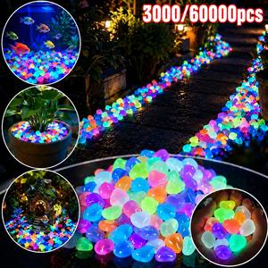 3000/60000pcs Glow in The Dark Landscape Pebbles, Multi Color Luminous Outdoor Stones for Garden Border, Aquarium, Yard Pathway, Bonsai Soil Cover, Fish Tank, Flower Container, Party Event, Micro Landscape, Durable Supplies