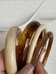 Vintage Resin Amber Acrylic Bangles Set, Fashion Multifunctional Jewelry for Women, Daily Wear Accessories, 4 Pieces