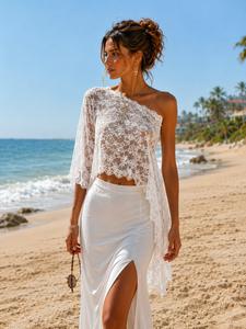 Women’s Fashion Simple Lace Fabric Loose Fit Sheer Design Shrug, Perfect for Summer Vacation, Beach Wear, and Evening Dates, Sheer Cover Ups