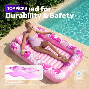 Inflatable Tanning Pool Lounger Float, 70" x 46" Pool Floats Adult with Pillow, 4 in 1 Suntan Tub Raft Floatie,Sunbathing Bed Lounge for Water Blow Up Ball Pit Party Gifts,Compact and highly portable, at the beach, pools, or on weekend getaways