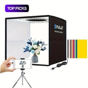 Portable Photo Studio Shooting Tent Box, 1 Set Professional Dimmable Shooting Tent Kit with 96 LEDs USB Ring Light Box for Lighting Shoots Phones DSLR Camera, Stocking Fillers Gift