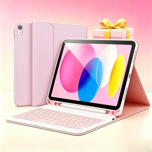 iPad case with Keyboard for A16 11th Generation 2025, Detachable Bluetooth-Compatible with Pencil Holder, Foldable Wireless Keyboard for iPad 10th Generation