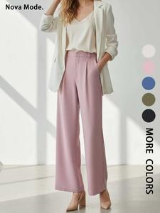 Women's Solid Color Button Fly Pants, Casual Comfy Trousers for Daily Wear, Ladies Bottoms for All Seasons