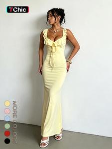 Women's Plain Tie Front Dress, Elegant Fashion Casual Backless Dress for Daily Outdoor Wear, Women Dress for Summer, Womenswear