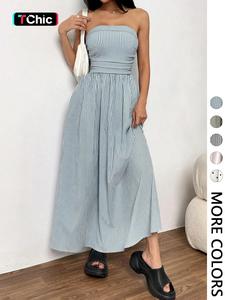 Women's Striped Tube Dress, Casual Sleeveless Dress for Summer, Fashion Women's Clothing for Daily Wear