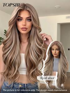 Topshe Comfortable Breathable 13x6 HD Lace Front Wig, HD Lace Hairline, 28 Inch Light Long Curly Hair, Heat Resistant Natural Women's Wig
