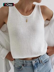 Women's Plain Round Neck Crop Sweater Vest, Casual Sleeveless Cropped Knit Top for Spring & Fall, Fashion Women's Knitwear for Daily Wear