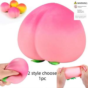 Slow Rising Stress Relief Toy, Realistic Peach Shaped Fruit Squeezable Balls, Made of Safe and Flexible Material, Suitable for All Ages, Pink and Yellow