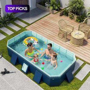 2.1m/2.6m/3m Extra-large foldable inflatable-free rectangular swimming pool, portable pool for children and adults, suitable for outdoor, backyard, and garden use as a pet pool, easy to set up, convenient for water play, and easy to clean